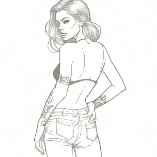 A Girl In A Black Top And Jeans