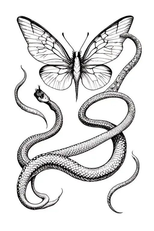 Butter Fly And Snake Intertwined