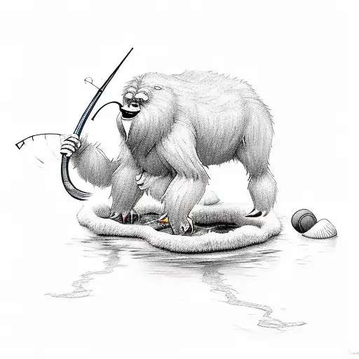 Yeti Fishing In A River