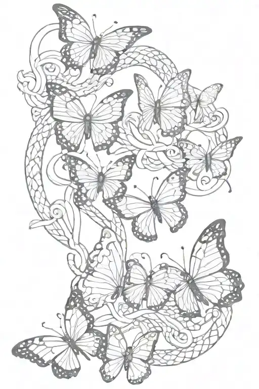 Butterflies With Snake Coiled