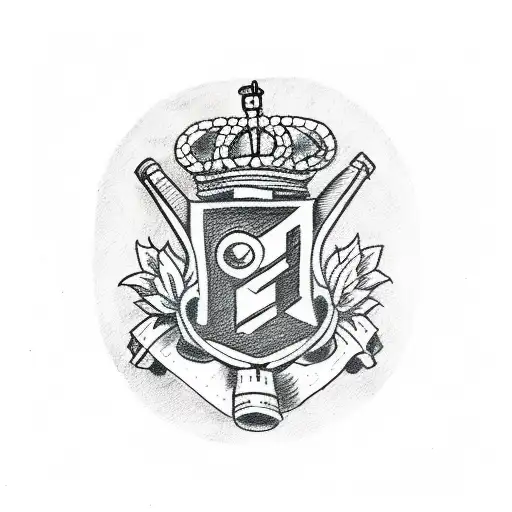 A Sketch-style Tattoo Of A French Soldier Holding A Flag With A Prominent Fleur De Lys Symbol