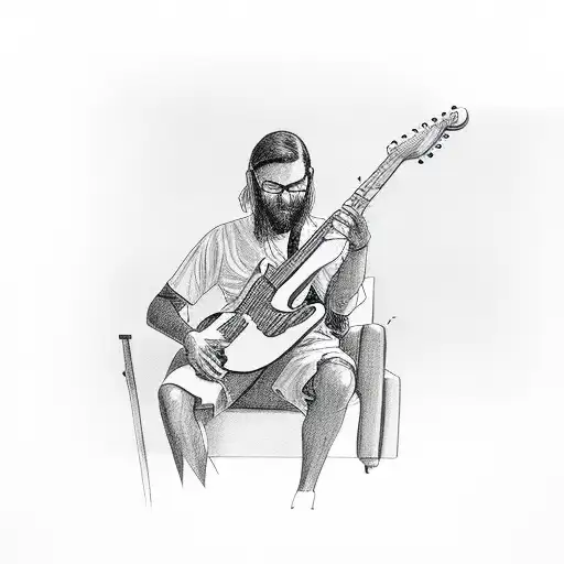 Person Sitting In Pine Tree Playing Electric Guitar