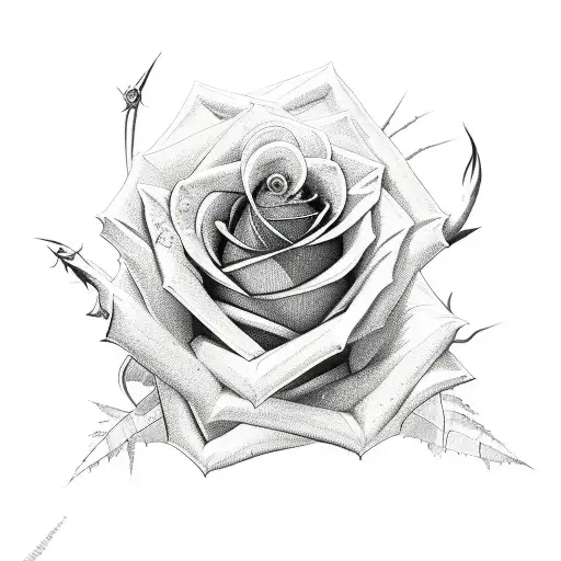 Rose With Thorns Around It
