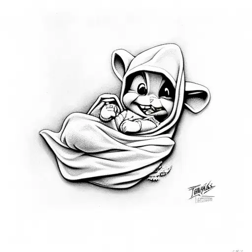 Baby Taz From Looney Tunes In A Blanket