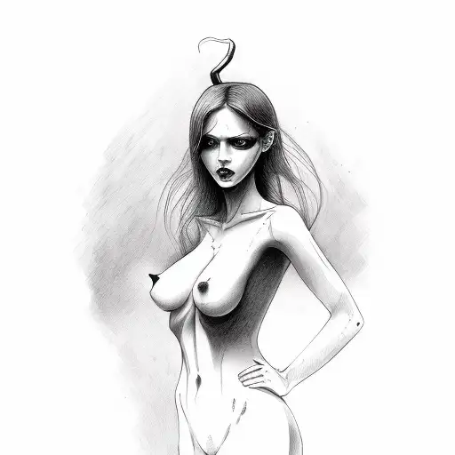 Woman Nude Body Demon Dark