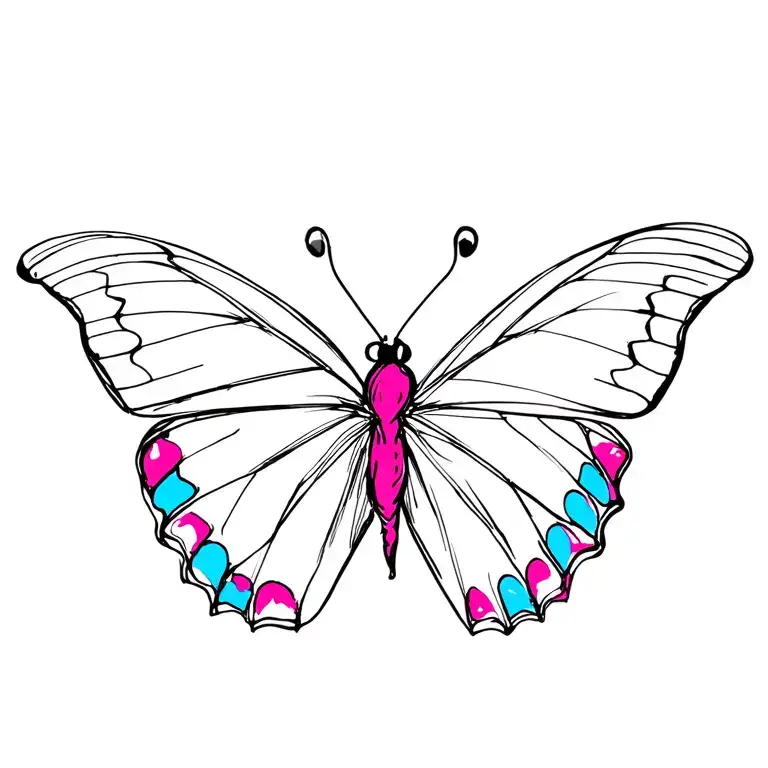 Black Pink And Blue Butterfly