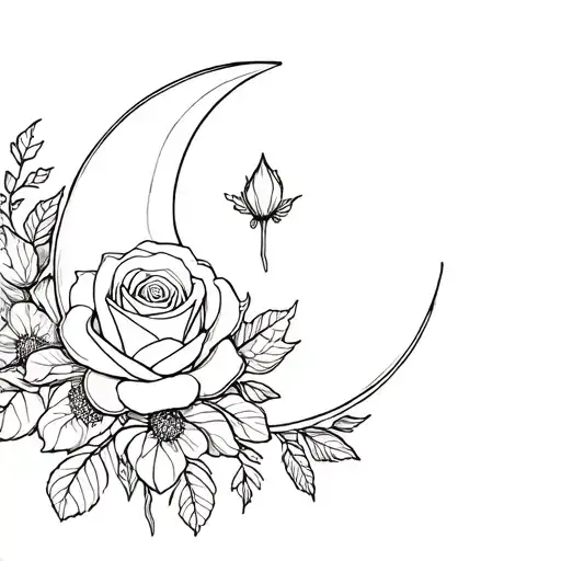 Roses With Moon And Flowers
