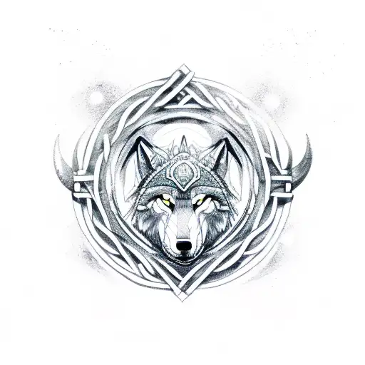 Intertwine A Viking Rune With A Howling Wolf