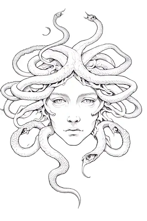Medusa Head With Snakes Intertwined