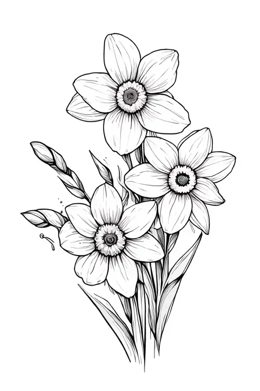 Daffodil And Daisy Flowers Wrapped Round