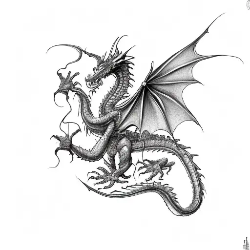 Dragon Western Poppy Strong Serious Full Body