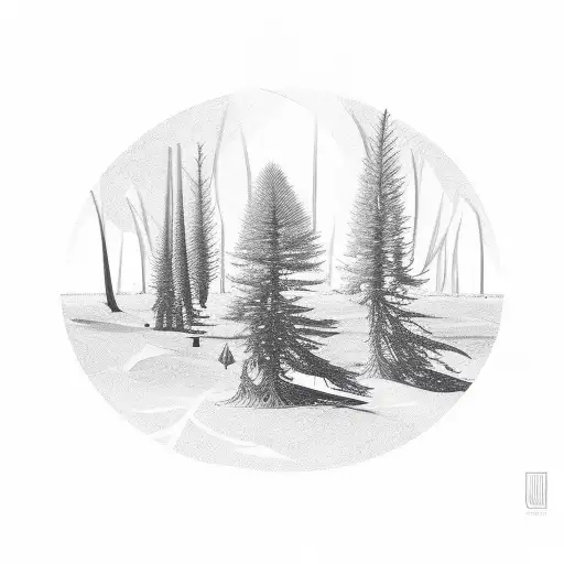 An Abstract Interpretation Of A Cedar Tree Using Bold Lines And Negative Space