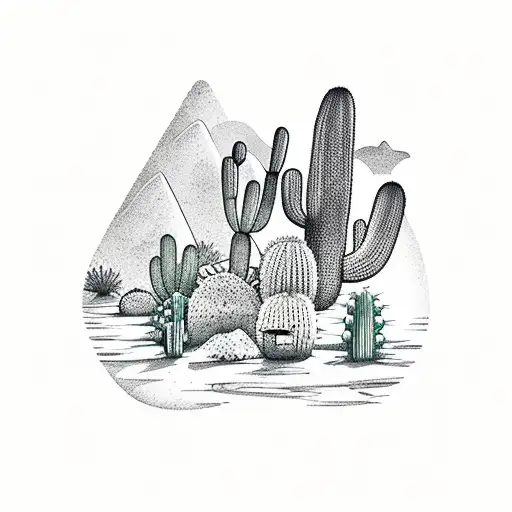 Mountains And Cactus
