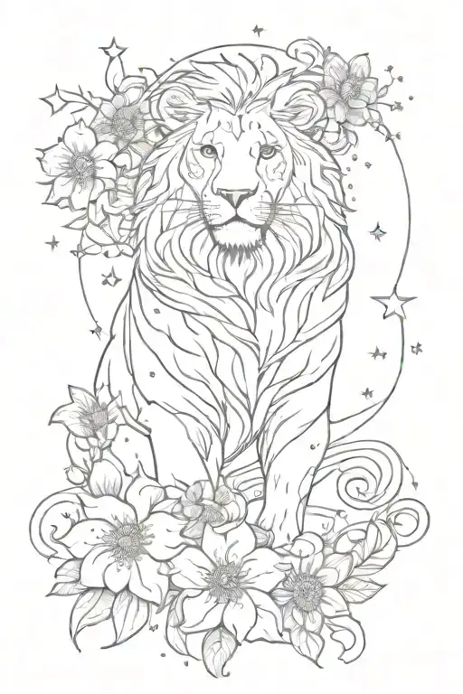 Leo Constellation With Flowers Blooming