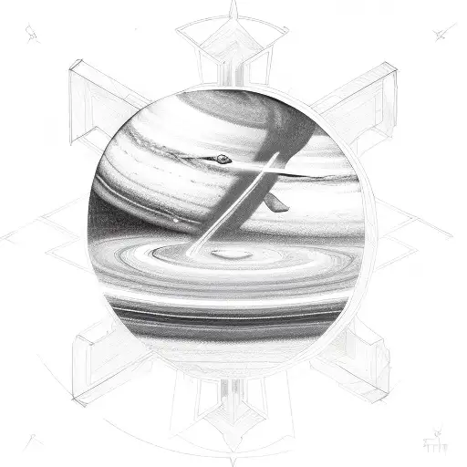 Saturn Sketch With Faith And Karma Words