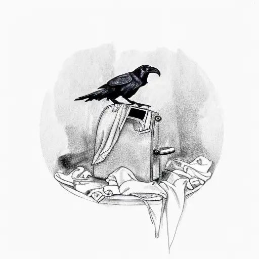 Raven On A Laundry Machine