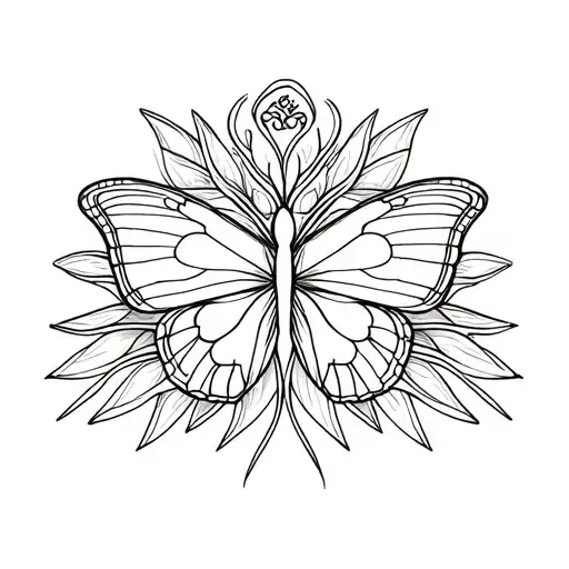 Sanskrit Breathe Symbol With A Butterfly Resting