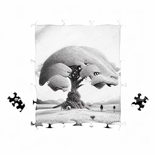 Piece Of Puzzles Covered With Tree