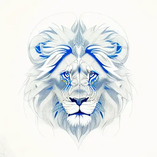 A Blue Lion Whole Body Sitting Down