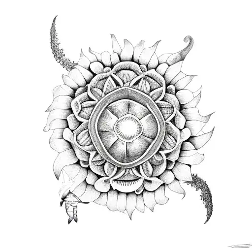 Sea Turtle With Sunflower