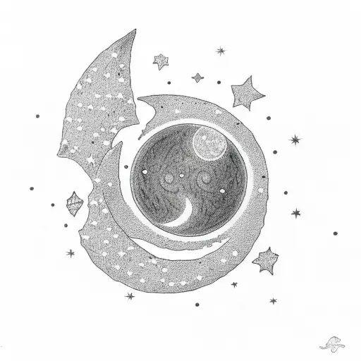 A Crescent Moon With Twinkling Small Stars At The End Of The Trail