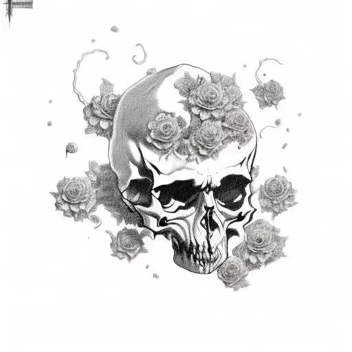 Metallica With Skulls And Flowers
