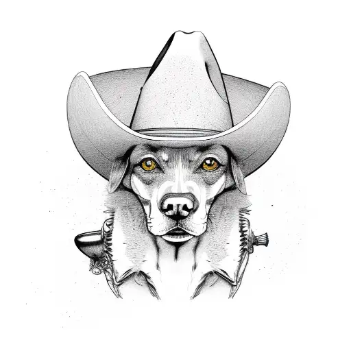 Red Heeler With Cowboy Hat