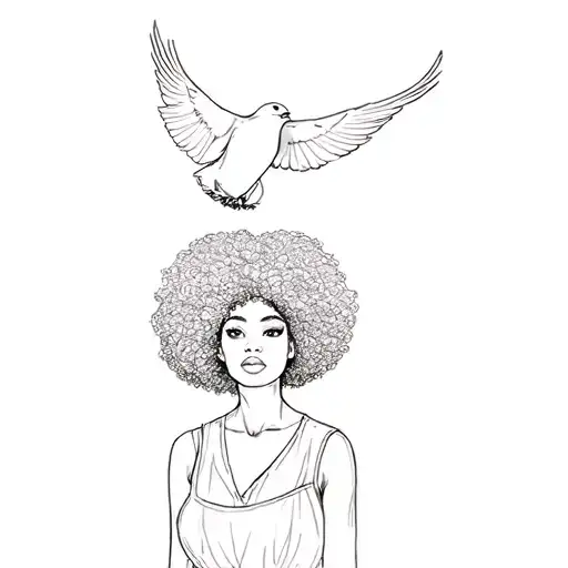 Black Woman With Afro Releasing Bird In The Air