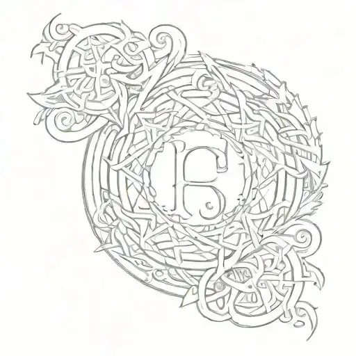 Combine Aegishjalmur Symbol With A Stylized Initial C In A Sketch Style