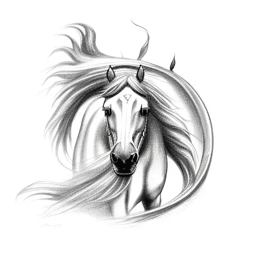 Mustang Boss Car With Mustang Horse Black And White