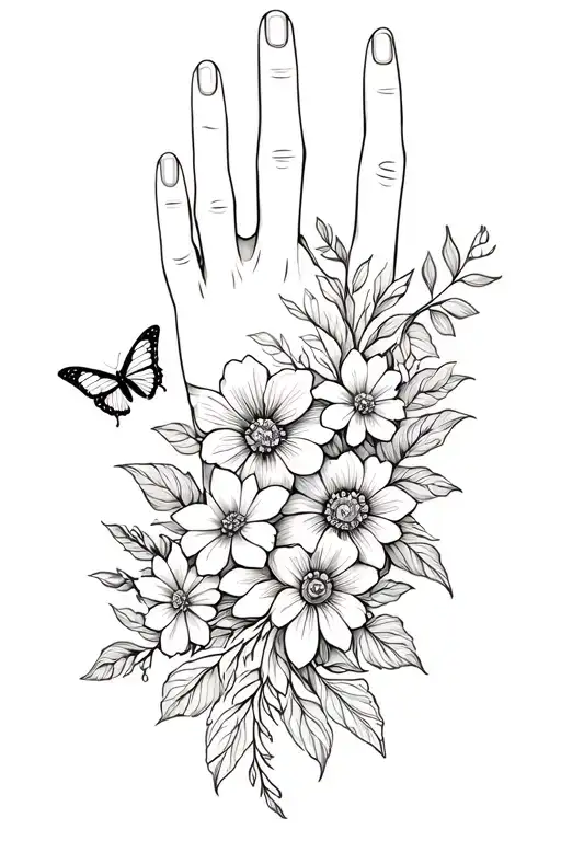 Floral And Butterfly Near Wrist