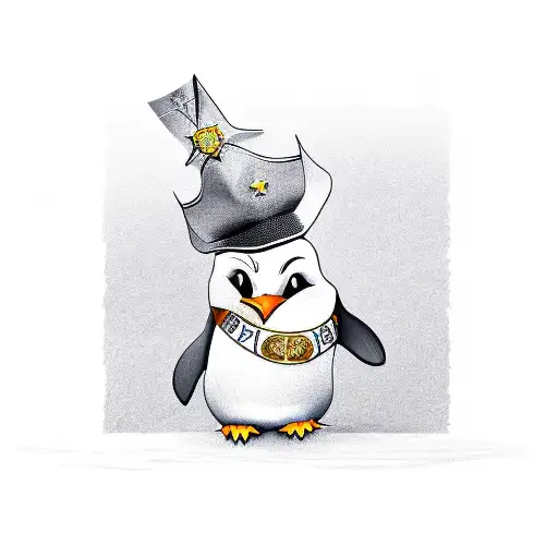 A Penguin Wearing A Sheriff Uniform