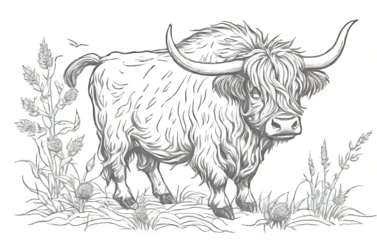 Scottish Thistle Fly Fishing Highland Cow