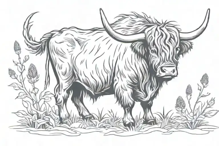 Scottish Thistle Fly Fishing Highland Cow