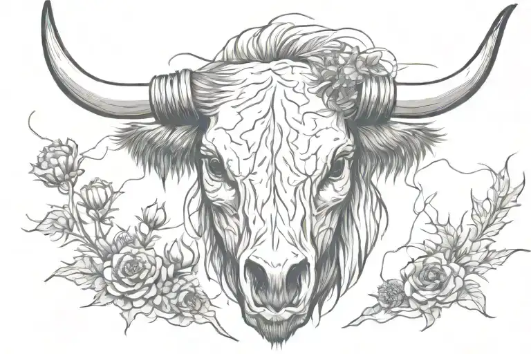 Scottish Thistle Fly Fishing Highland Cow Skull