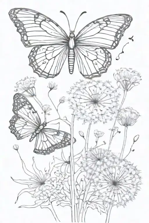 Butterfly And Dandelion Flower