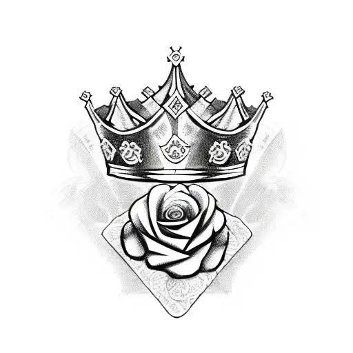 King's Crown With Roses And Money
