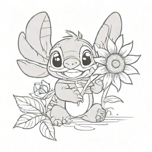 Stitch Holding A Sunflower
