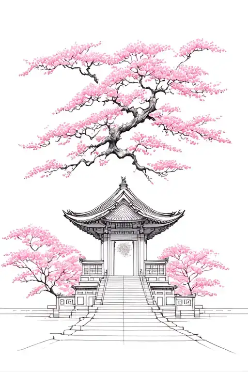 Buddhist Temple With Sakura