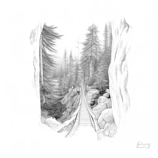 A Hiking Trail Winding Through A Forest With Hidden Dark Humor Elements Scattered Throughout