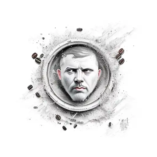 The Word 'Jannus' Intertwined With Coffee Beans And Paint Splashes