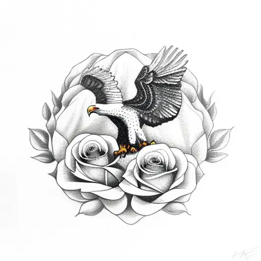 Eagle With Roses And Memorial Quote