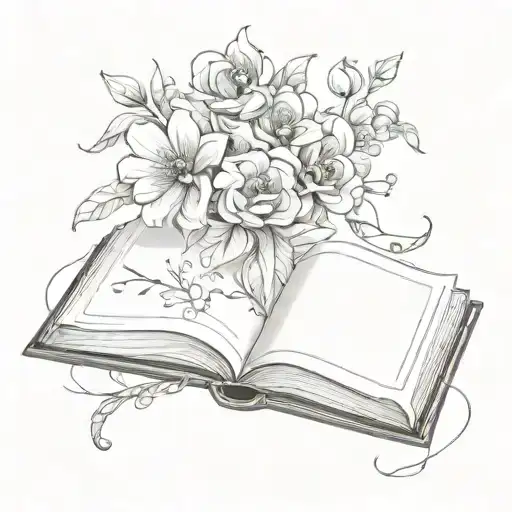 Open Book With Flowers Coming Out Of It
