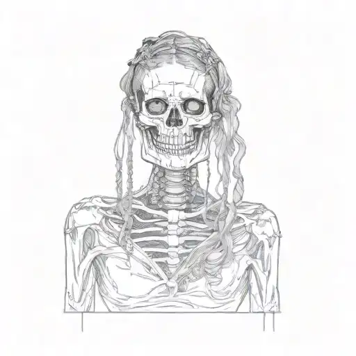 A Woman With A Skeleton On Her Head