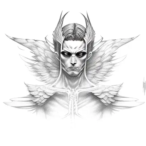 Cloaked Angel Male With Spread Out Wings Masculine Death Dark