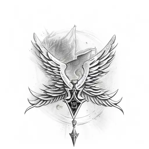 Ace Of Spades Card With Wings Behind