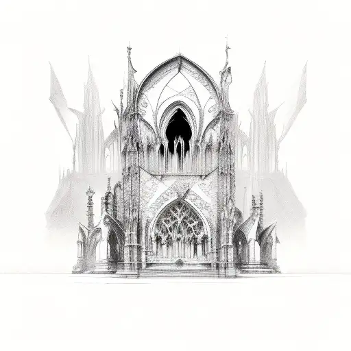 Gothic Architecture With Jagged Dark Lines Around To Make A Sleeve