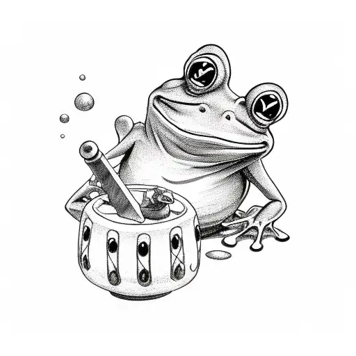 Cartoon Frog With Mexican Hat And Toy Weapon