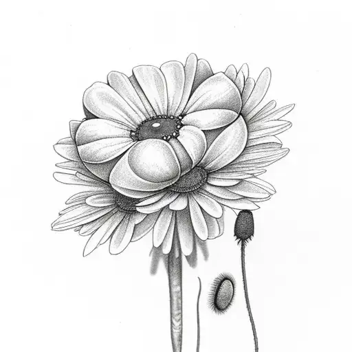 Daisy And Poppy Bouquet For Thigh Hip