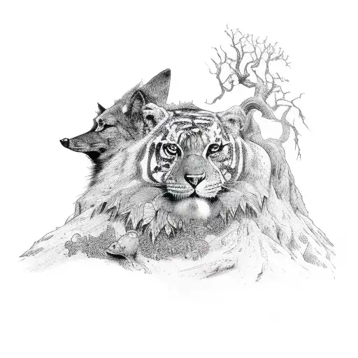 Gothic Woods With Animals